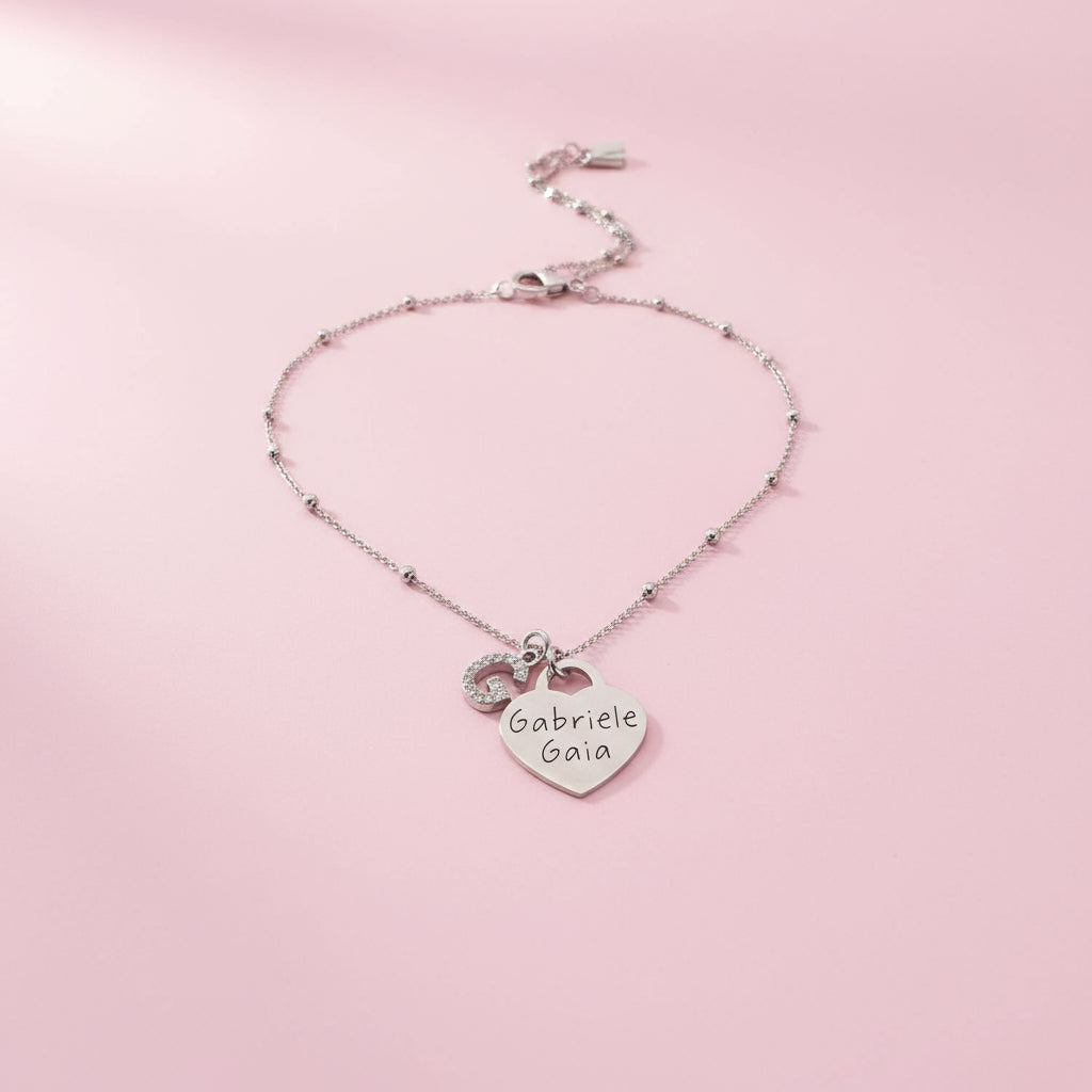 Collana cuore e iniziale