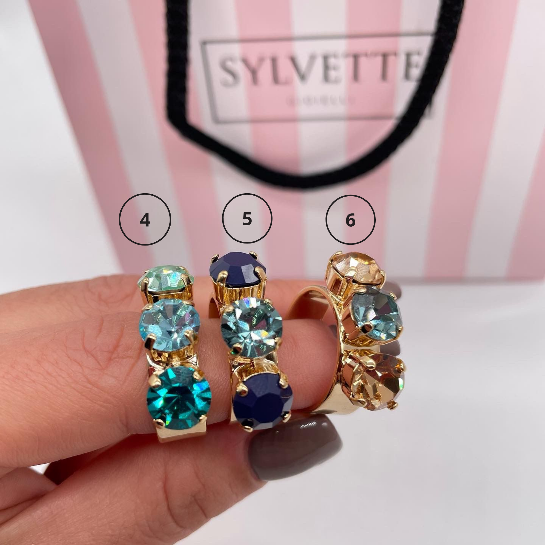 Anello tre cristalli
