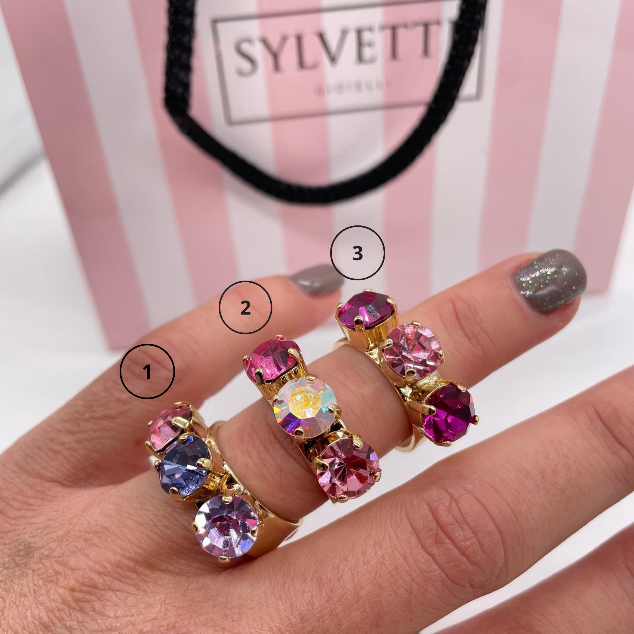 Anello tre cristalli